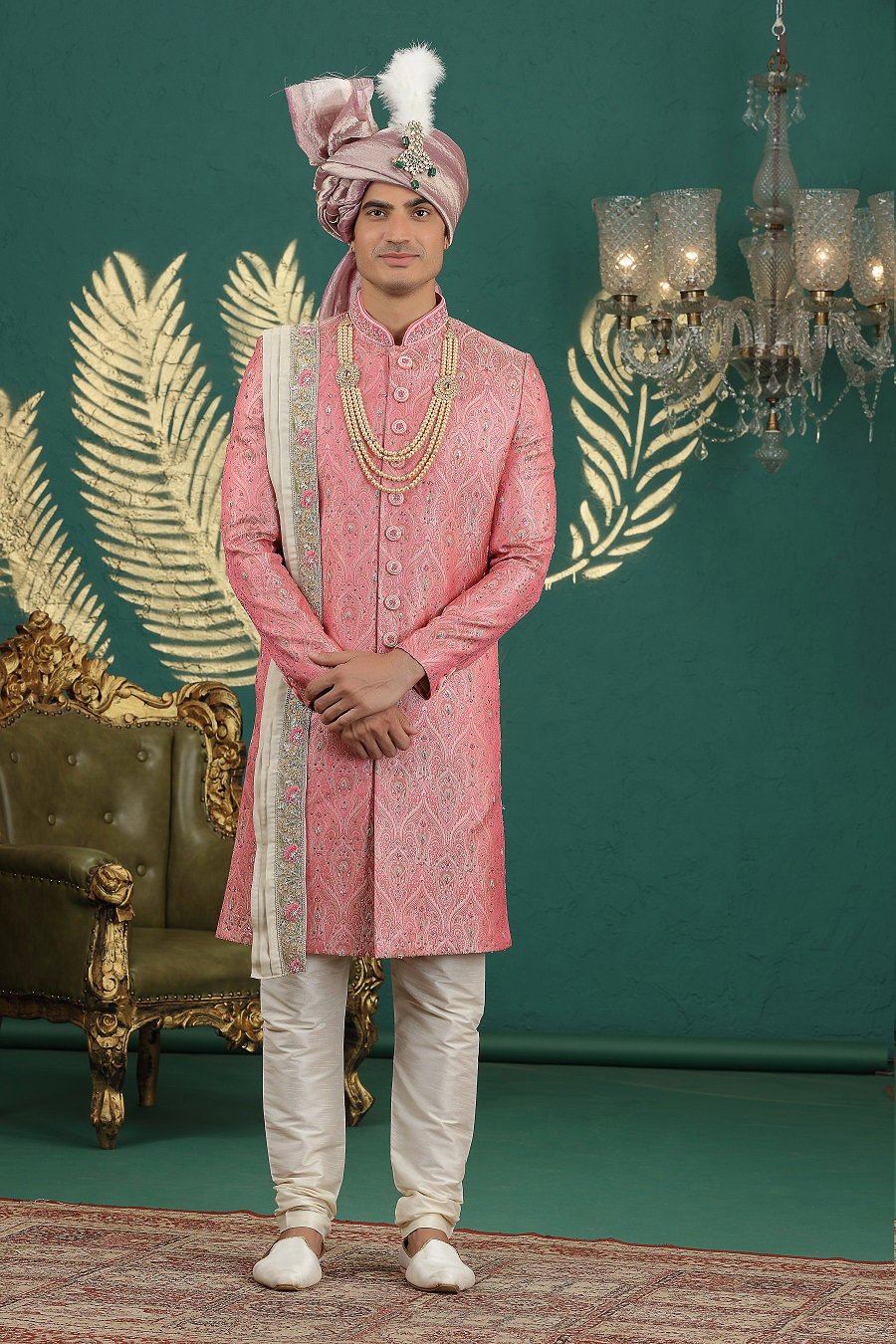 Sumi 4021 To 4026 Series Pure Banarasi Jacquard Heavy Mens Wear Sherwani Wholesale