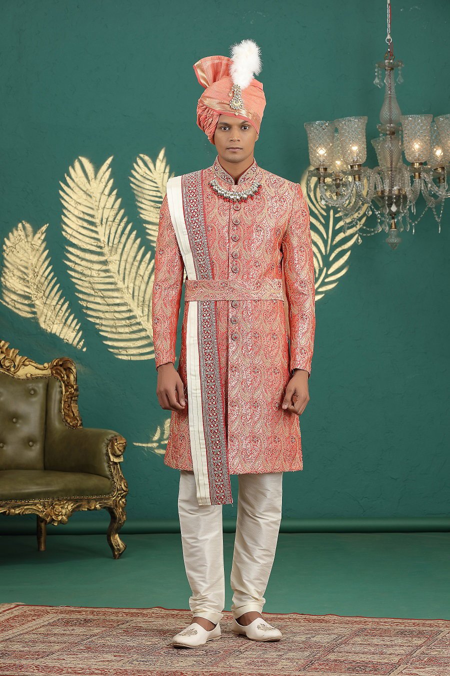 Launching Sumi 4021 To 4026 Series Pure Banarasi Jacquard Heavy Mens Wear Sherwani Wholesale 2026
