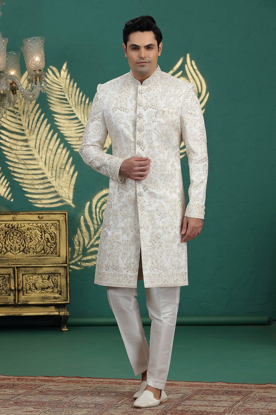 Sumi 4027 To 4032 Series Art Silk Wedding Wear Mens Wear Sherwani Wholesale