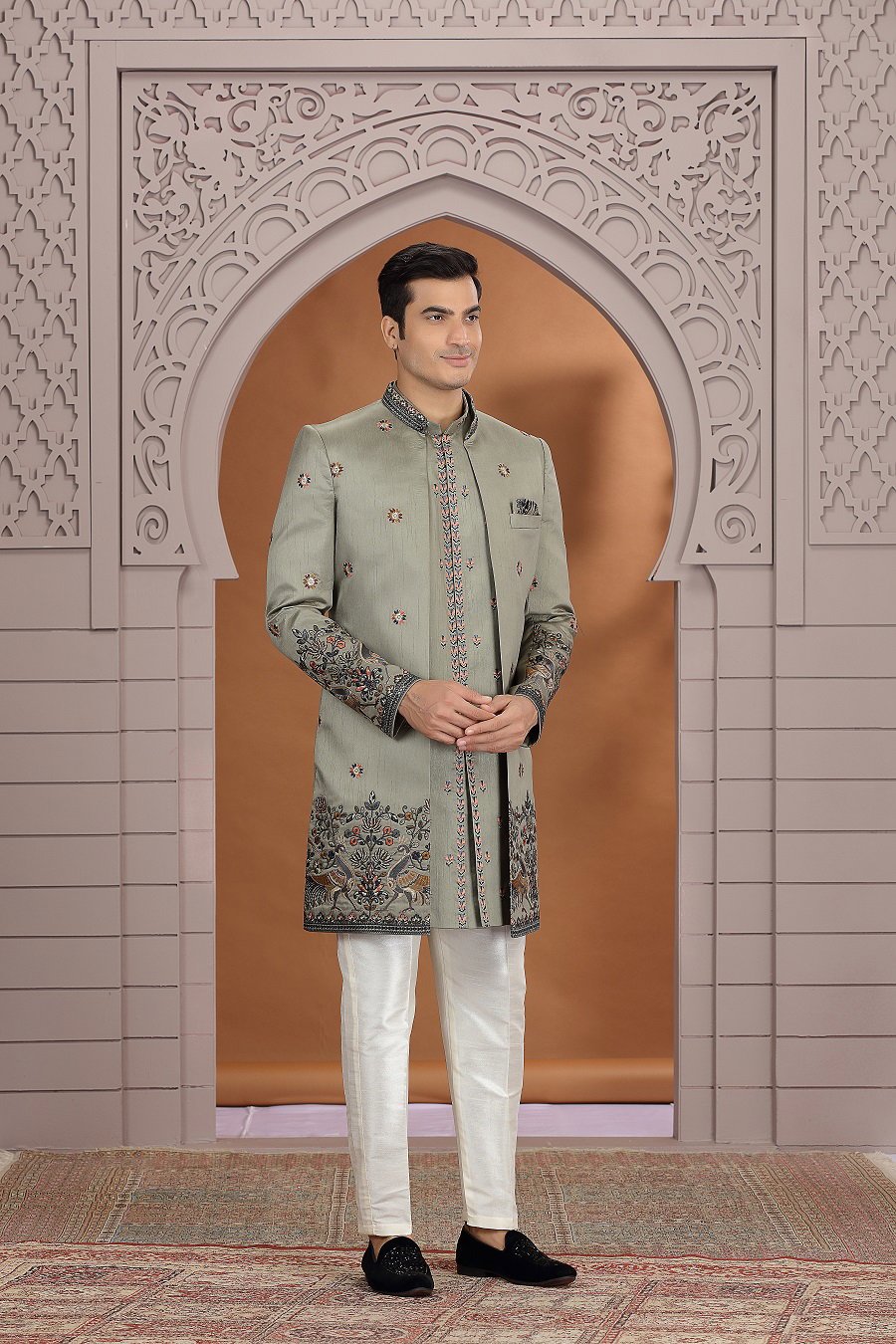 Sumi 4048 To 4053 Series Art Silk 3 Pcs Indo Western Mens Wear Wholesale