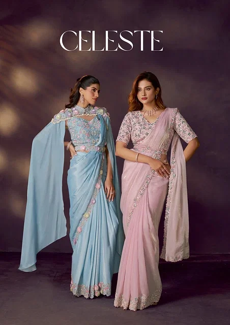 Mahotsav Celeste Designer Party Wear With Readymade Blouse Saree Collection Wholesale