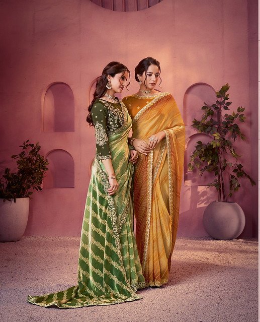 Mahotsav Lehr Designer Two Tone Satin SIlk Saree Collection Wholesale