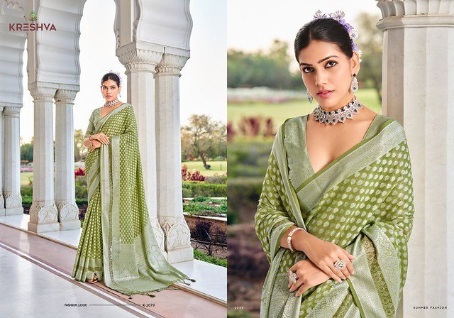 Buy Kreshva Pragya 2075 To 2080  Twp Georgette With Weaving Buta Border Saree Collection Wholesale 2026