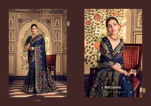 Stylish Kreshva Chahat 2031 To 2034 Super P.V. Silk With  Banarasi Traditional Design Saree Collection Wholesale 2026