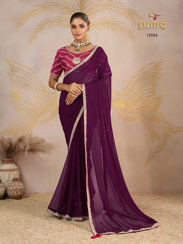 Suma Jiya 12001 To 12008 Georgette With Zari Saree Collection Wholesale