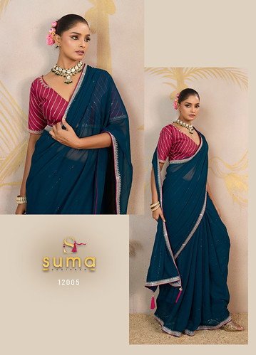Beautiful Suma Jiya 12001 To 12008 Georgette With Zari Saree Collection Wholesale 2026