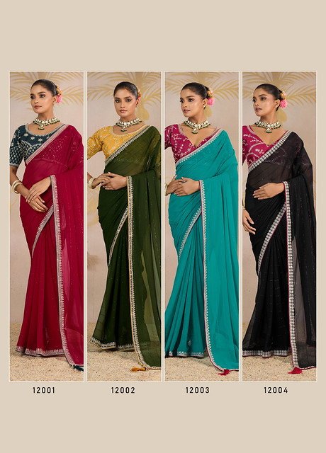 Beautiful Suma Jiya 12001 To 12008 Georgette With Zari Saree Collection Wholesale 2026