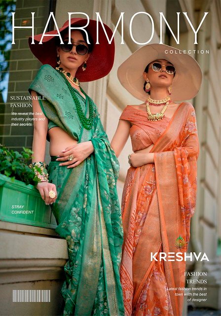 Kreshva Harmony 4323 To 4326 Georgette With Burnout Fancy Design Saree Collection Wholesale
