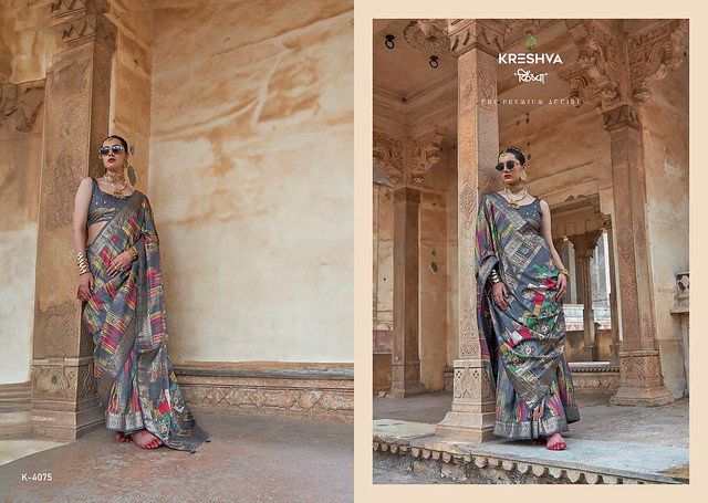 Launching Kreshva Maya Mahal 4072 TO 4077 Mercerizer Sigma Silk Classic Patola Design Saree Collection Wholesale 2026