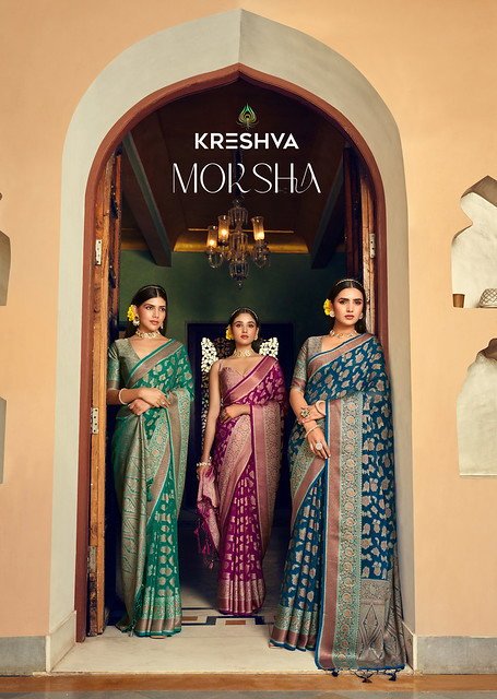 Kreshva Moksha 2041 To 2046 Twp Georgette With Weaving Buta Border Saree Collection Wholesale