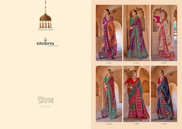 Beautiful Kreshva Priyatama 993 To 998 Combine The Richness Of Silk Saree Collection Wholesale 2026
