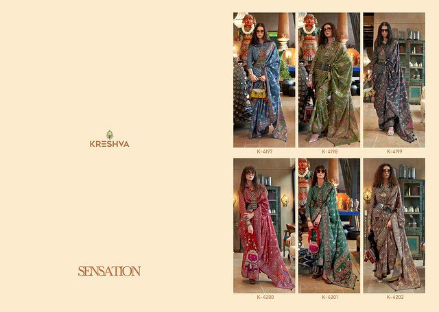 Buy Kreshva Sensation 4197 To 4202 High Quality Super 801 P.V Silk Saree Collection Wholesale 2026