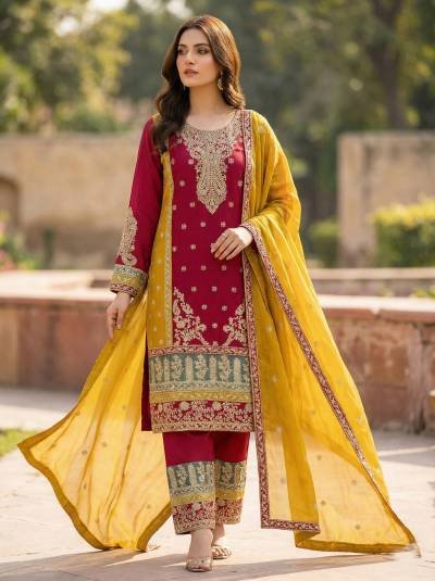 Kb 3306 Super Hit Chinon Embroidery Sequins Worked Designer Salwar Kameez Wholesale