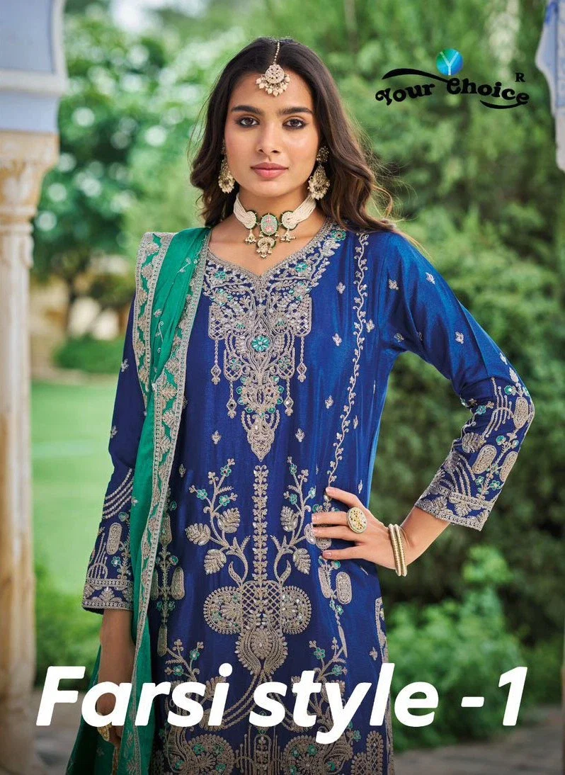 Your Choice Farsi Style 1 Chinon Designer Stylish Wear Salwar Kameez Wholesale