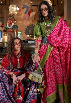 Kreshva Veda Patola Double Ikkat Super Silk Festival wear Saree Wholesale