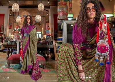 Latest Kreshva Veda Patola Double Ikkat Super Silk Festival wear Saree Wholesale 2026