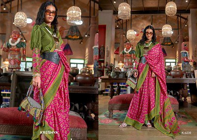 Latest Kreshva Veda Patola Double Ikkat Super Silk Festival wear Saree Wholesale 2026