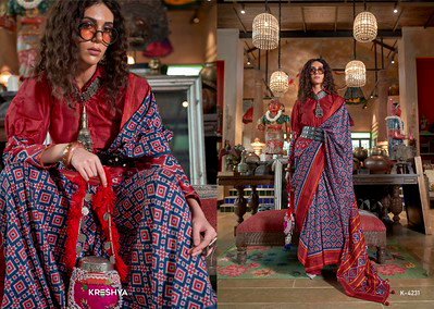 Latest Kreshva Veda Patola Double Ikkat Super Silk Festival wear Saree Wholesale 2026