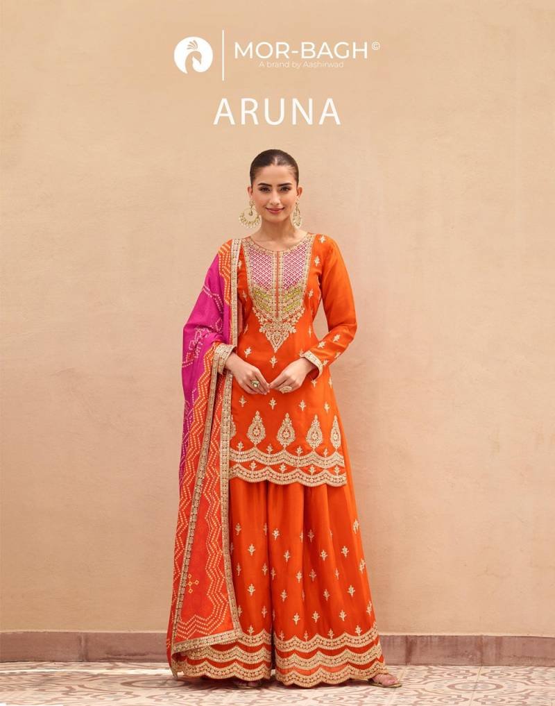 Aashirwad Mor Bagh Aruna Chinon Silk Salwar Suit Collection Wholesale