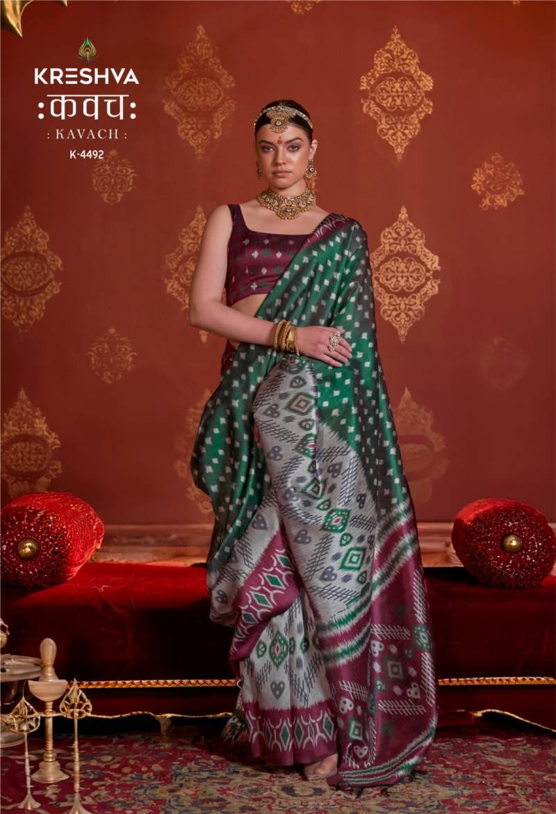 Kreshva Kavach Black Pearl Pc Silk Saree Collection Wholesale
