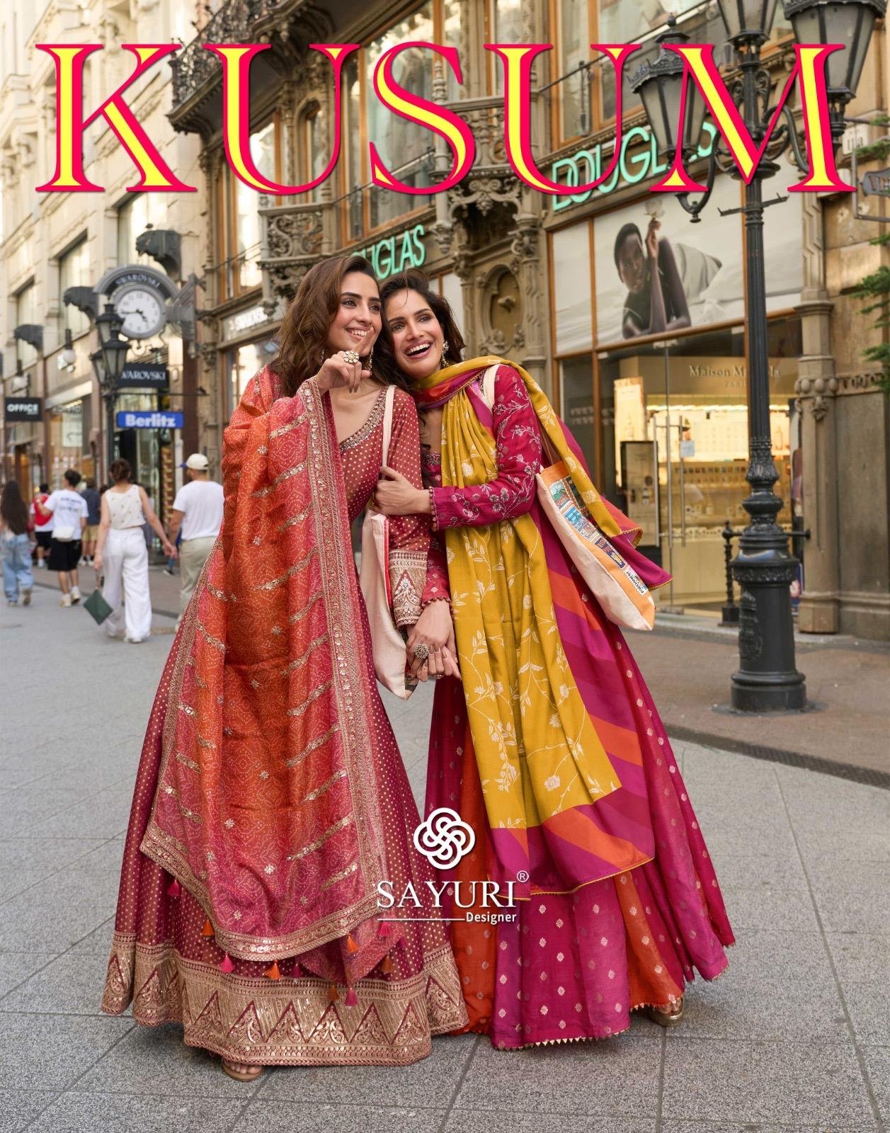 Sayuri Kusum Designer Viscose Jacquard Silk Gown With Dupatta Collection Wholesale