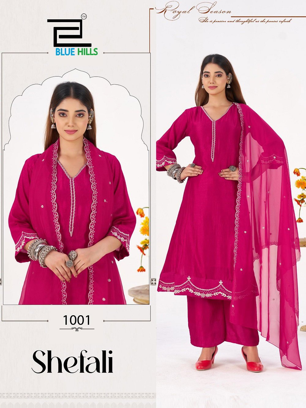 Stylish Blue Hills Shefali Vichitra Silk Kurti Bottom With Dupatta Collection Wholesale 2026
