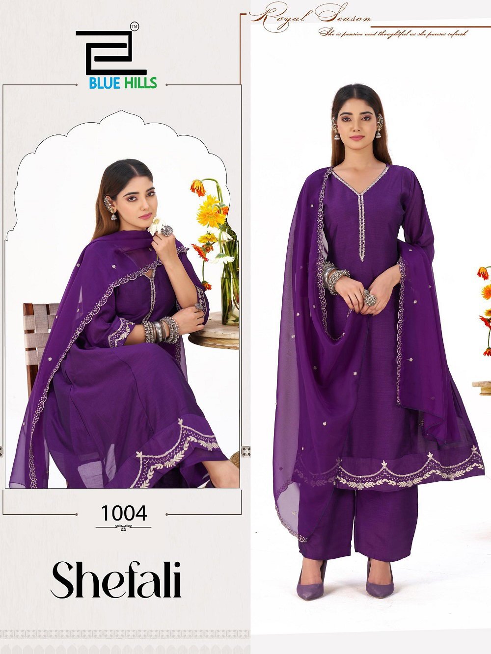 Stylish Blue Hills Shefali Vichitra Silk Kurti Bottom With Dupatta Collection Wholesale 2026