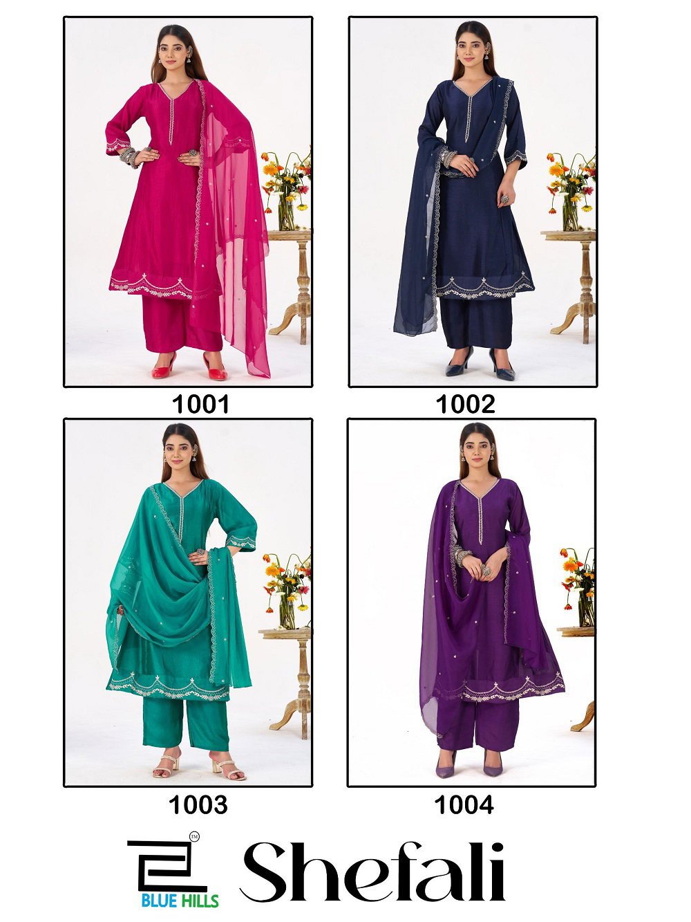 Stylish Blue Hills Shefali Vichitra Silk Kurti Bottom With Dupatta Collection Wholesale 2026