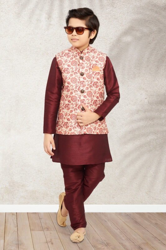 Buy Sumi 201 to 208 Art Banarasi Silk Traditional Wear Printed Kids Kurta Pajama With Jacket Collection Wholesale 2026