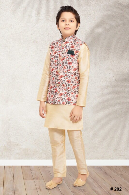 Buy Sumi 201 to 208 Art Banarasi Silk Traditional Wear Printed Kids Kurta Pajama With Jacket Collection Wholesale 2026