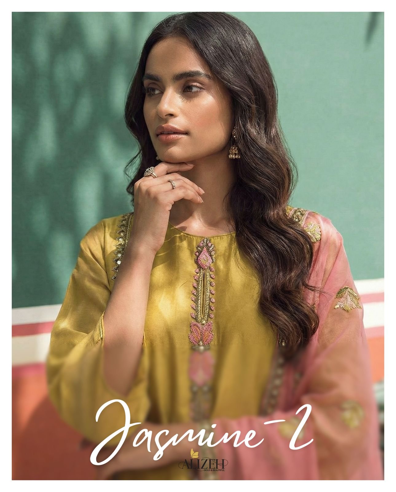 Alizeh Jasmine 2 Fancy Zari Work Kurti Pant And Dupatta Collection Wholesale