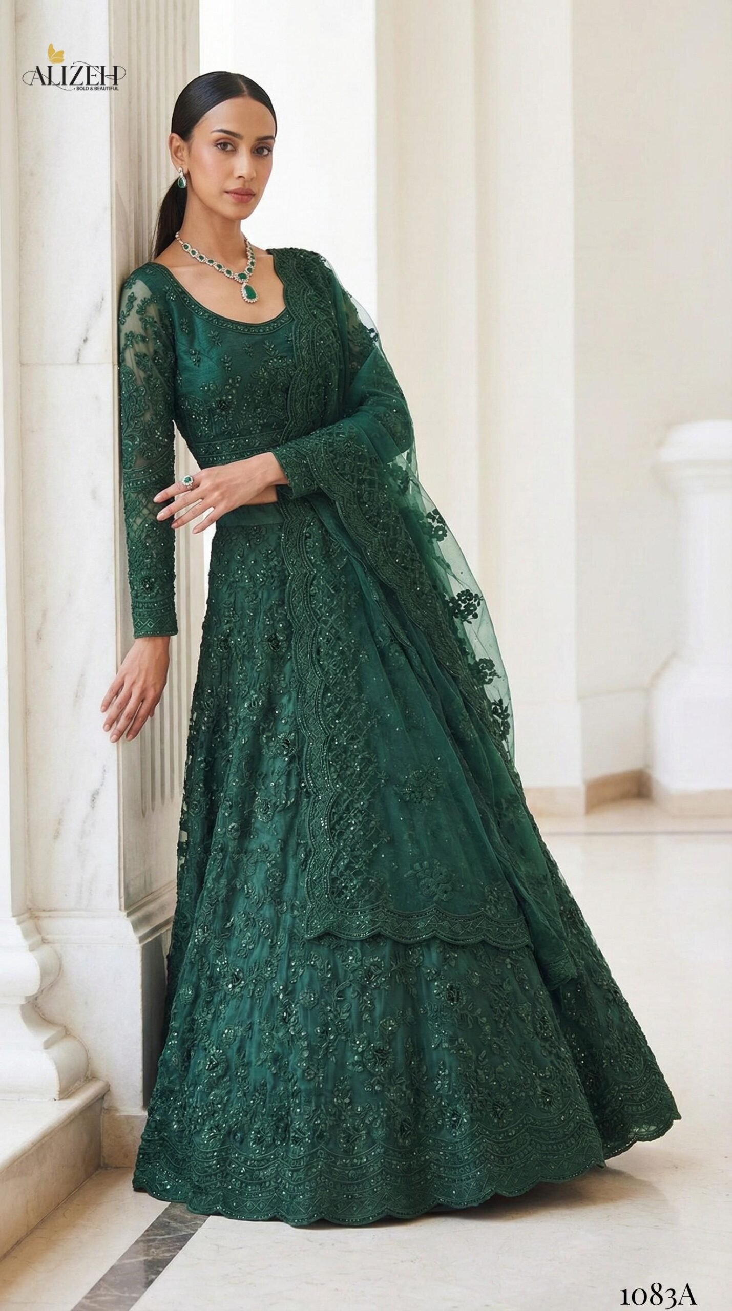 Alizeh Bridal Heritage Colours 1083 Butterfly Net Designer Lehenga Choli Wholesale