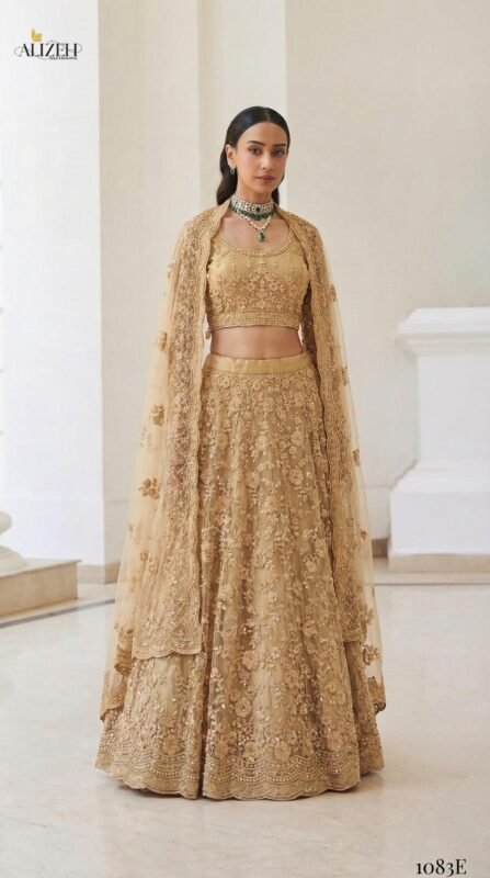 Beautiful Alizeh Bridal Heritage Colours 1083 Butterfly Net Designer Lehenga Choli Wholesale 2026
