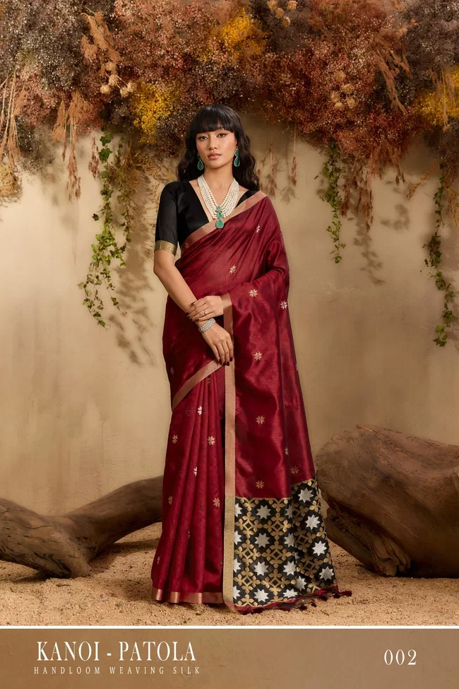 Launching Rajtex Kanoi Patola Tussar Silk Handloom Weaving Saree Wholesale 2026