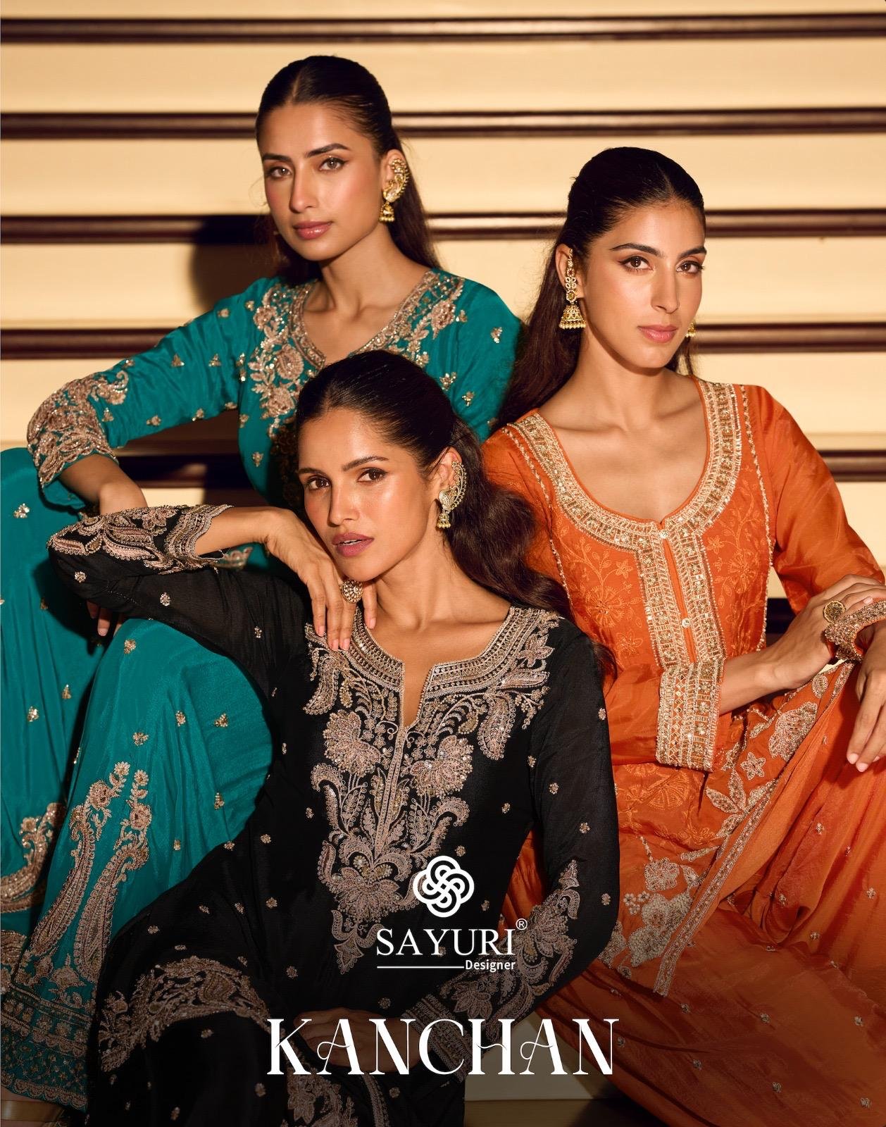 Sayuri Kanchan Chinon Silk Embroidered Salwar Kameez Collection Wholesale