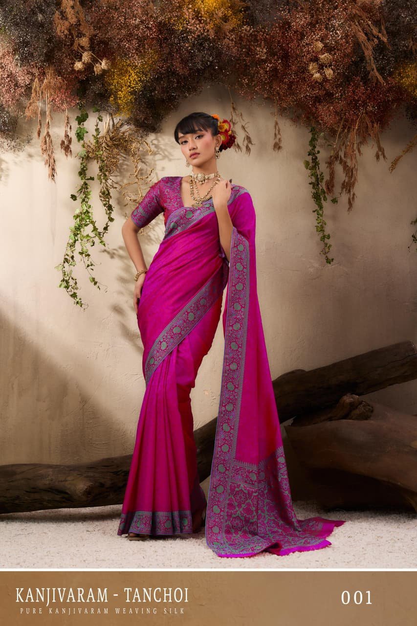 Rajtex Kanjivaram Tanchoi Pure Kanjivaram Silk Saree Wholesale