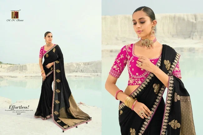 Buy MN 8200 Series Viscose Satin Silk Saree Wholesale 2026