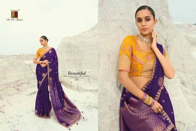 Buy MN 8200 Series Viscose Satin Silk Saree Wholesale 2026