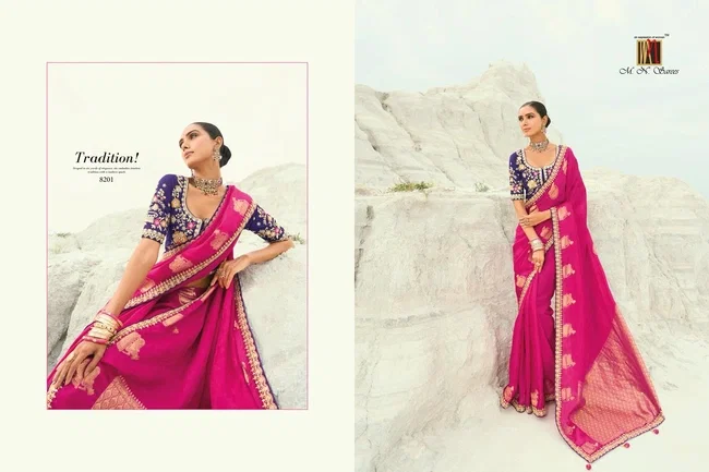 Buy MN 8200 Series Viscose Satin Silk Saree Wholesale 2026