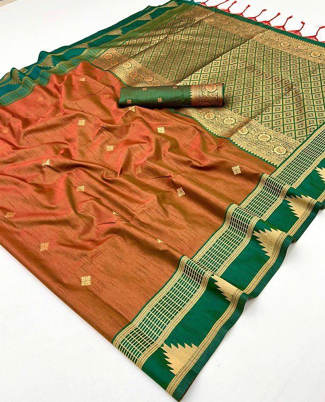 Beautiful Rajtex Kontessa Temple Tussar Silk Handloom Weaving Saree Wholesale 2026