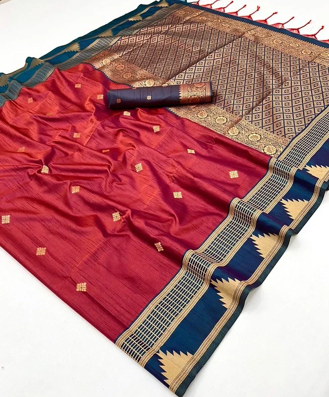 Beautiful Rajtex Kontessa Temple Tussar Silk Handloom Weaving Saree Wholesale 2026