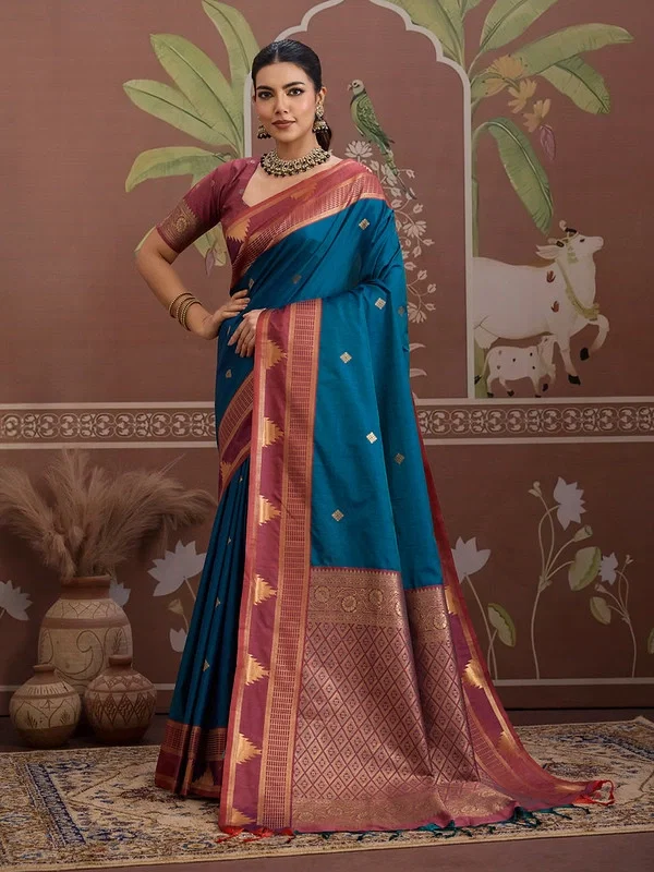 Beautiful Rajtex Kontessa Temple Tussar Silk Handloom Weaving Saree Wholesale 2026