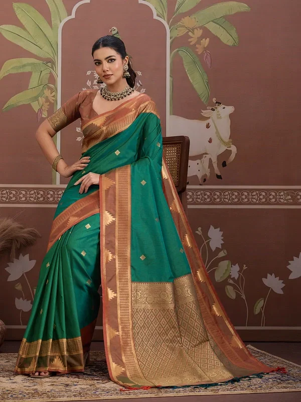 Beautiful Rajtex Kontessa Temple Tussar Silk Handloom Weaving Saree Wholesale 2026