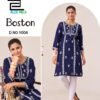 Stylish Blue Hills Boston Rayon Embroidery Work Kurti Collection Wholesale 2026