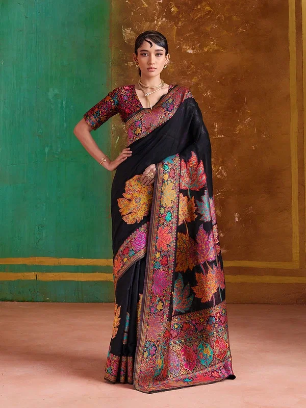 Rajtex Pure Kashmiri 02 Modal Cotton Pashmina Weaving Saree Wholesale