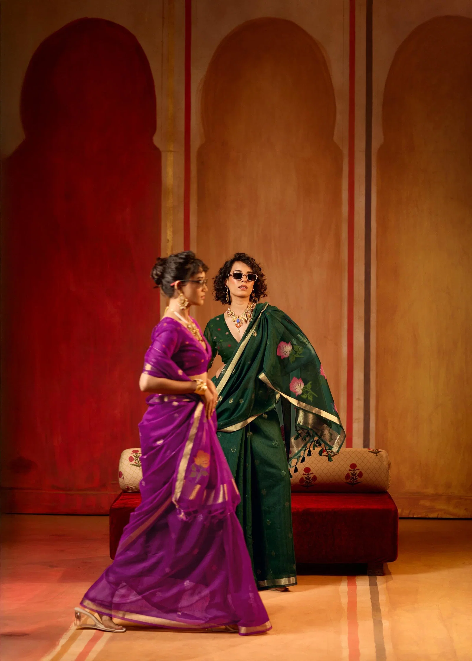 Rajtex Bombay Rose Munga Cotton Handloom Organza Weaving Pallu Saree Collection Wholesale