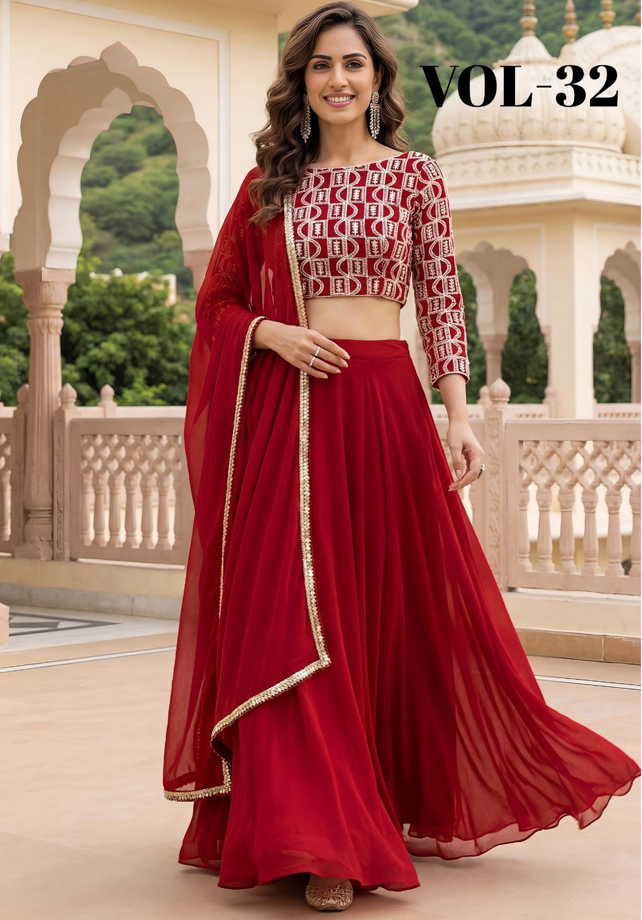 Zeel Vol 32 Georgette Threadwork And Embroidery Lehenga Choli Wholesale