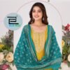 Blue Hills Noor Jahan Chanderi Foil Printed Embroidery Top Bottom And Dupatta Wholesale