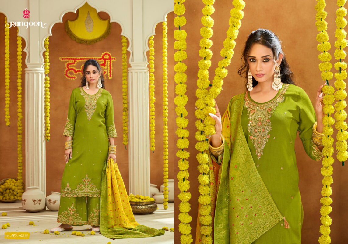 Buy Rangoon Haldi Mehendi Vol 2 Chinon Heavy Code Work Kurti Bottom With Dupatta Wholesale 2026