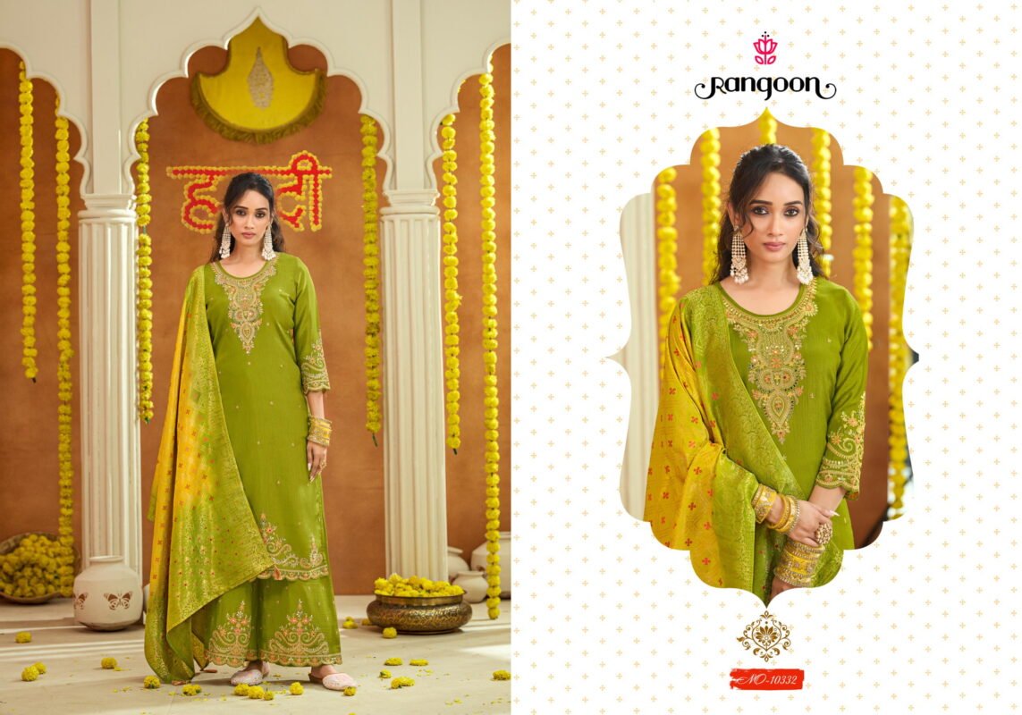 Buy Rangoon Haldi Mehendi Vol 2 Chinon Heavy Code Work Kurti Bottom With Dupatta Wholesale 2026